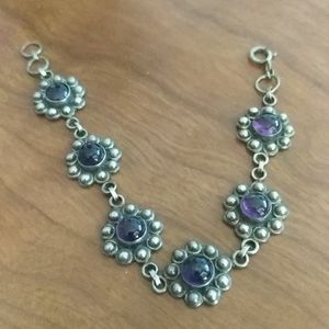 Vintage Sterling Silver Amethyst Bracelet